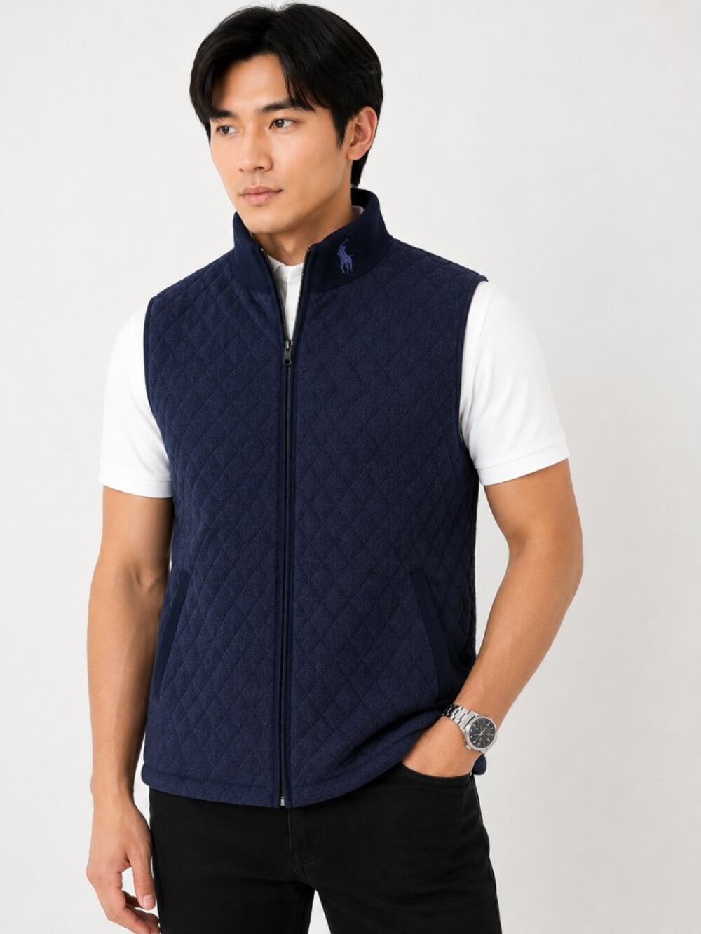 RLX Ralph Lauren Men’s M Navy Quilted Full Zip Golf Vest NWT